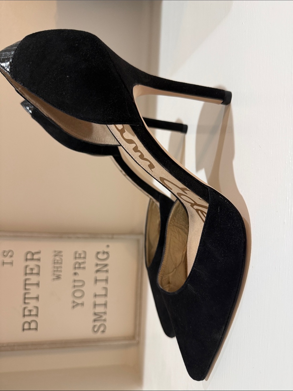 Sam Edelman Black Suede Pointed-Toe Stiletto Pumps